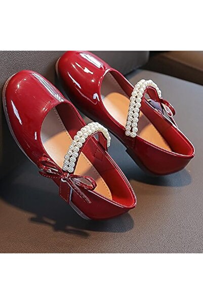 One Derya Balerini eleganti, Pantofi pentru fete, De printesa, Piele naturala, Cu bareta din perle , nr 27