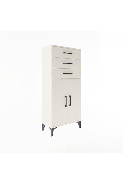 Dienni Arges Dolap Tek Raflı 3 Çekmeceli 2 Kapaklı 60x30x134 Antrasit-Aytaşı