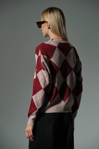 Domoda Γυναικεία πλεκτή ζακέτα με μοτίβο μπακλαβά @Dublin