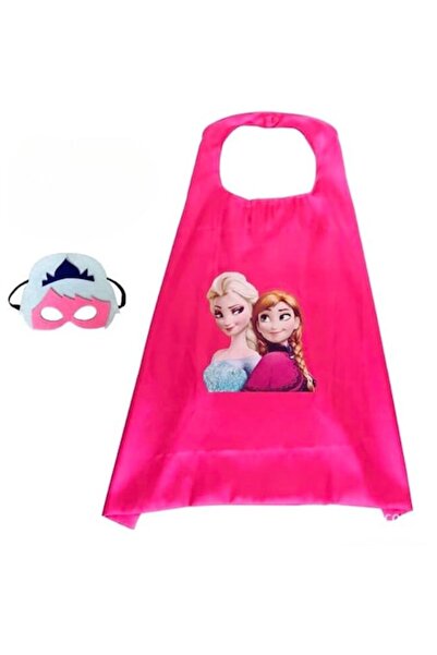 OEM Set pelerina, masca, Elsa si Ana, Pentru fete, 70 x 90 cm, Roz