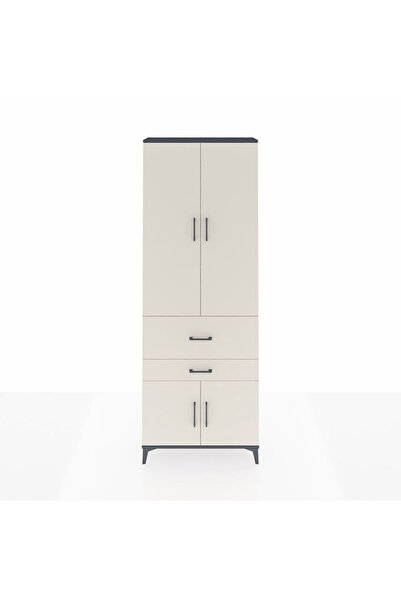 Dienni Arges Dolap 5 Raflı 2 Çekmeceli 4 Kapaklı 88x30x243 Antrasit-Aytaşı