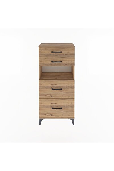 Dienni Arges Dolap Tek Raflı 4 Çekmeceli 60x30x134 Çam-Çam