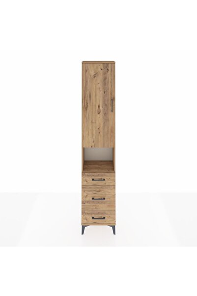 Dienni Arges Dolap 4 Raflı 3 Çekmeceli Tek Kapaklı 44x30x221 Çam-Çam