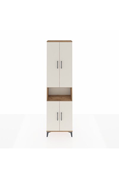 Dienni Arges Dolap 3 Raflı 4 Kapaklı Tek Askılı 60x30x221 Çam-Aytaşı