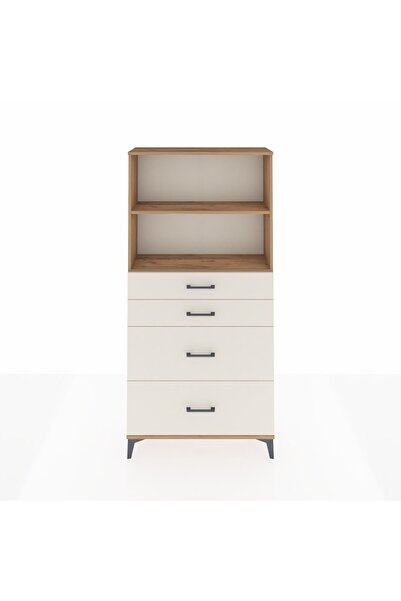 Dienni Arges Dolap 2 Raflı 4 Çekmeceli 88x30x182 Çam-Aytaşı