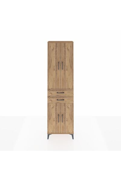 Dienni Arges Dolap 3 Raflı 2 Çekmeceli Tek Askılı 60x30x221 Çam-Çam