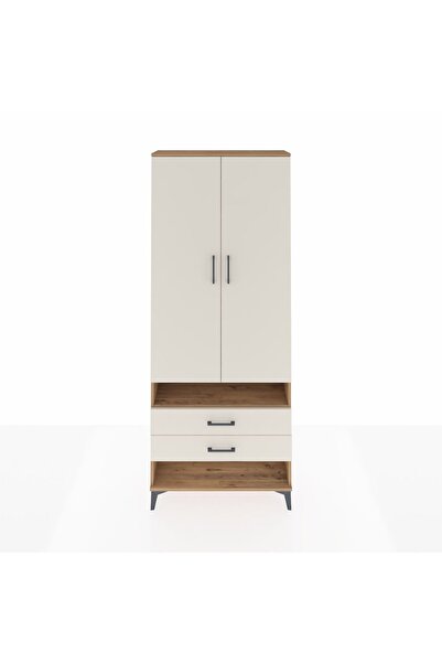 Dienni Arges Dolap 3 Raflı 2 Çekmeceli Tek Askılı 88x30x221 Çam-Aytaşı