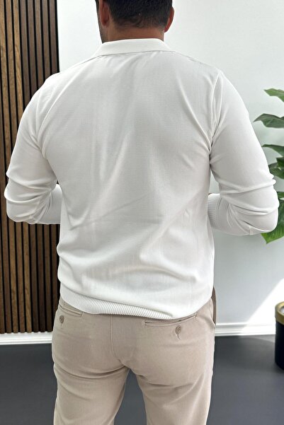 Edwox Ανδρικό πουλόβερ με σχέδιο ρίγες κανονικής εφαρμογής λευκό Edw422