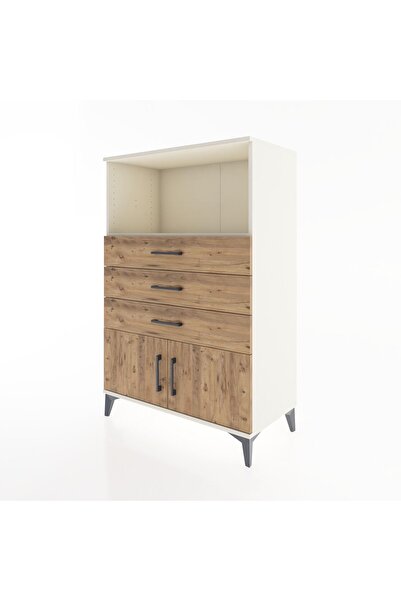 Dienni Hyperion Dolap Tek Raflı 3 Çekmeceli 2 Kapaklı 88x44x134 Aytaşı-Çam