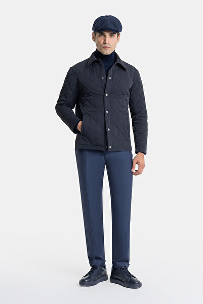 W Collection Buttoned Dark Blue Coat