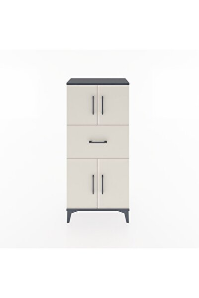 Dienni Hyperion Dolap Tek Raflı Tek Çekmeceli 4 Kapaklı 60x44x134 Antrasit-Ay...