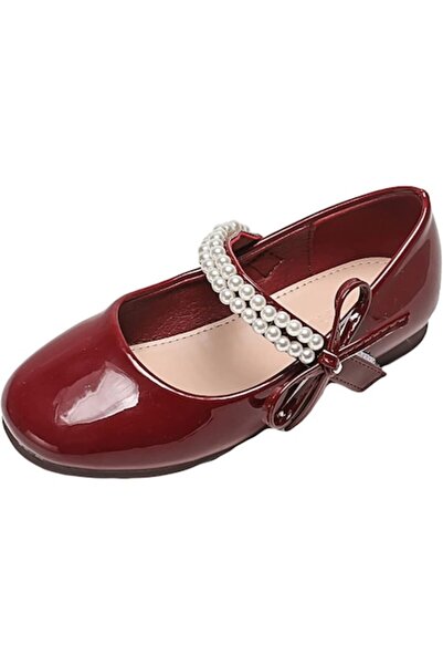 One Derya Balerini eleganti, Pantofi pentru fete, De printesa, Piele naturala, Cu bareta din perle , nr 27