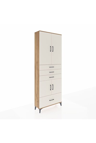 Dienni Arges Dolap 5 Raflı 4 Çekmeceli 4 Kapaklı 88x30x243 Çam-Aytaşı