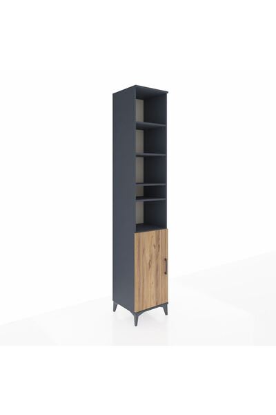 Dienni Hyperion Dolap 7 Raflı Tek Kapaklı 44x44x243 Antrasit-Çam
