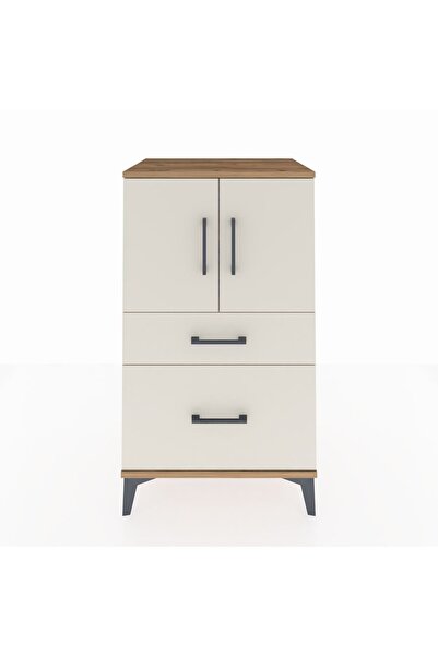 Dienni Hyperion Komodin 2 Raflı 2 Çekmeceli 2 Kapaklı 60x44x106 Çam-Aytaşı