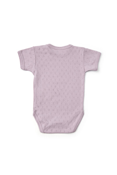 OEM Short-sleeved baby bodysuit in cotton with pointelle pattern