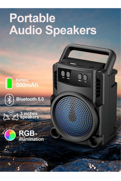 MACON Wireless Bluetooth Speaker, Portable Speaker USB Charger, Bass/FM Radio/TWS 3 Inch, Black