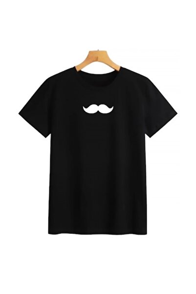 OEM Tricou personalizat pentru bărbați „Mustață”, negru, L