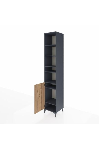 Dienni Hyperion Dolap 7 Raflı Tek Kapaklı 44x44x243 Antrasit-Çam
