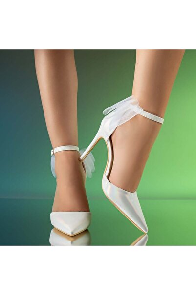 Modlet.ro Stiletto argintii strălucitori pentru femei cu fundă MOD13914