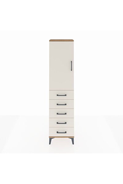Dienni Arges Dolap 2 Raflı 5 Çekmeceli Tek Kapaklı 44x30x182 Çam-Aytaşı