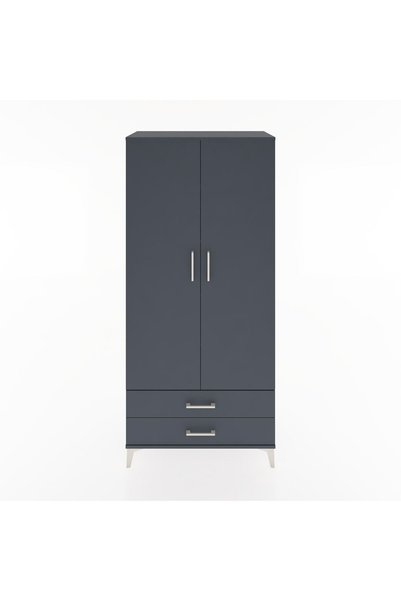 Dienni Hyperion Dolap 5 Raflı Tek Çekmeceli 2 Kapaklı 88x44x195 Antrasit-Çam