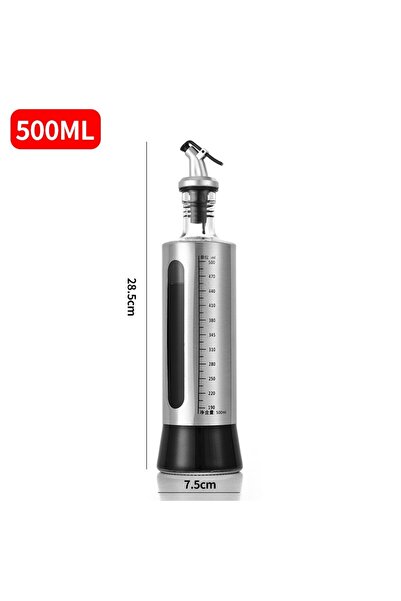 Flippy Sticlă de ulei, Flippy, sticlă de ulei din oțel inoxidabil, 28,5 x 7,5 cm, volum 500 ml, gri transparent