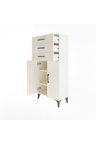 Dienni Arges Dolap Tek Raflı 3 Çekmeceli 2 Kapaklı 60x30x134 Antrasit-Aytaşı