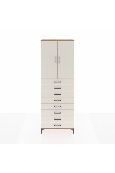 Dienni Arges Dolap 3 Raflı 8 Çekmeceli 2 Kapaklı 88x30x243 Çam-Aytaşı