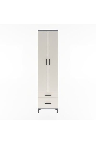 Dienni Hyperion Dolap 5 Raflı 2 Çekmeceli 2 Kapaklı 60x44x243 Antrasit-Aytaşı