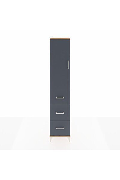 Dienni Arges Dolap 2 Raflı 3 Çekmeceli Tek Askılı 44x30x221 Çam-Antrasit