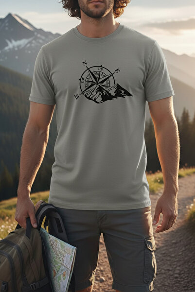 DK DAKSEL Tricou pentru bărbați cu imprimeu Basic Traveler Compass de culoare bleumarin