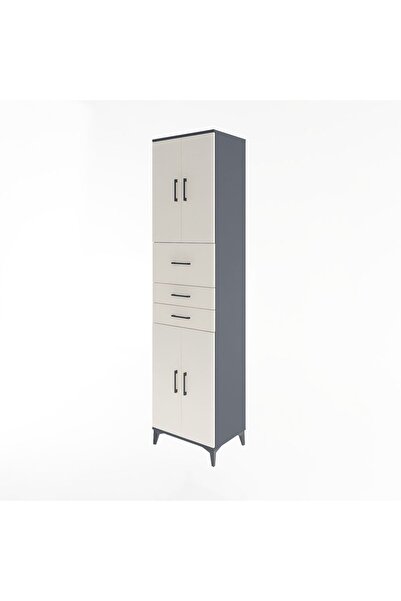Dienni Hyperion Dolap 3 Raflı 3 Çekmeceli 4 Kapaklı 60x44x243 Antrasit-Aytaşı