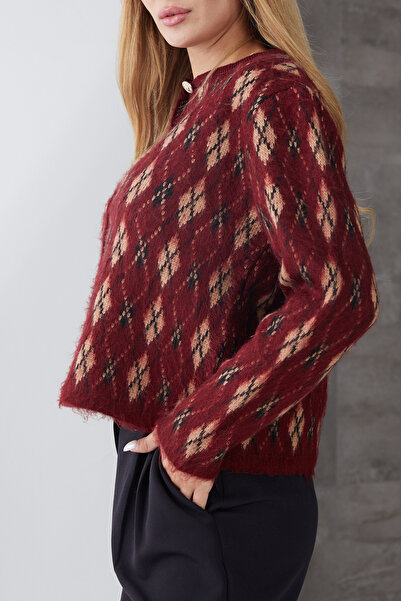 DPARİS Diamond Patterned Buttoned Knitwear Cardigan