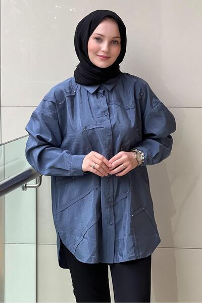 Ceremony Buttoned Long Sleeve Decorative Stitched Shirt