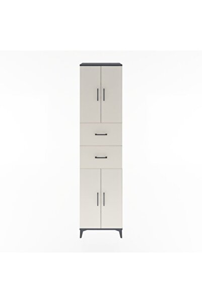 Dienni Hyperion Dolap 3 Raflı 2 Çekmeceli 4 Kapaklı 60x44x243 Antrasit-Aytaşı
