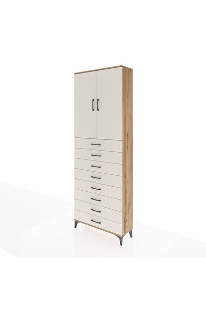 Dienni Arges Dolap 3 Raflı 8 Çekmeceli 2 Kapaklı 88x30x243 Çam-Aytaşı