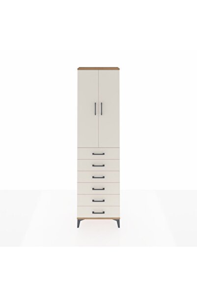 Dienni Arges Dolap 3 Raflı 6 Çekmeceli 2 Kapaklı 60x30x221 Çam-Aytaşı