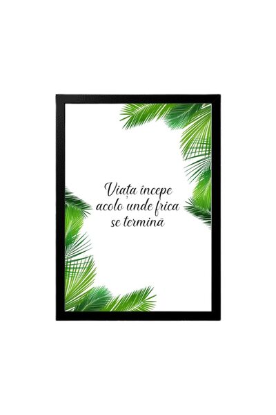 OEM Set 4 Decorative Motivational Message Frames, Palm Leaves Design, Black, Betaprint, 30x20cm, A4