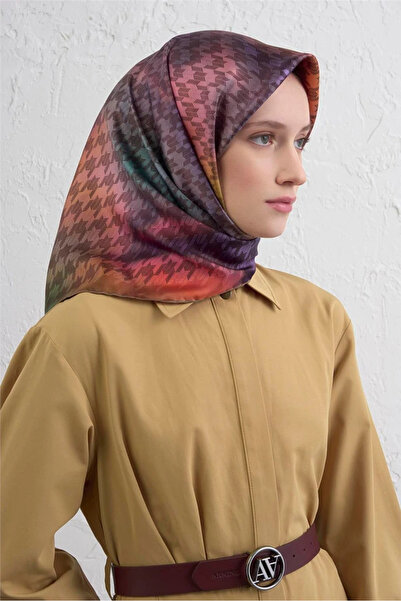 Armine Geçişli Kazayağı Desen Saf İpek Sura Eşarp 9434D