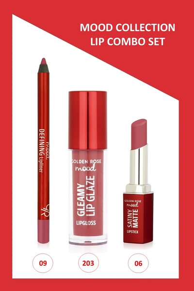 Golden Rose Mood Lip Combo Set - Defining Dudak Kalemi No:09 - Satiny Matte R...