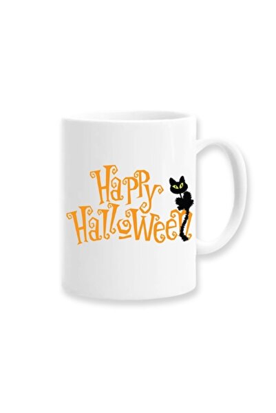 OEM Cană personalizată de Halloween „Happy Halloween” model Pisica Neagră, 33...