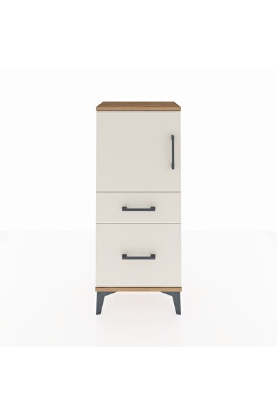 Dienni Arges Komodin 2 Raflı 2 Çekmeceli Tek Kapaklı 44x30x106 Çam-Aytaşı