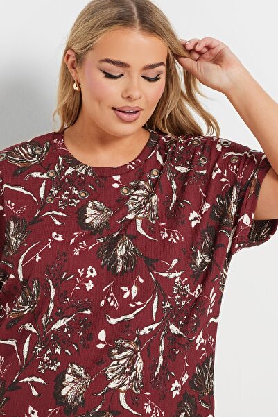 Stil Diva Plus Size Short Sleeve Crew Neck Printed T-Shirt 303841