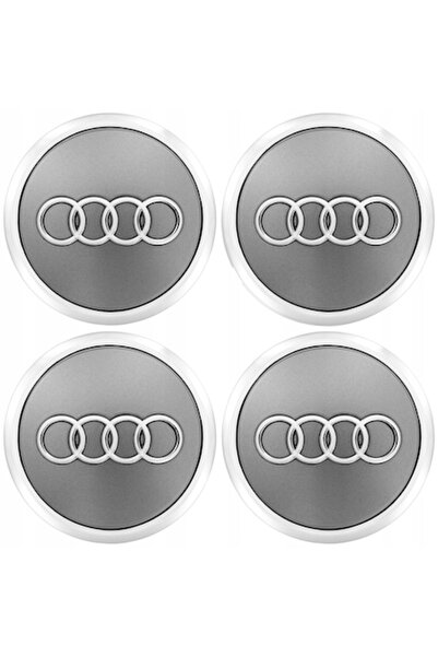 OEM Capace centrale de roată, Audi, set de 4, 69 mm, argintiu/gri, plastic și...