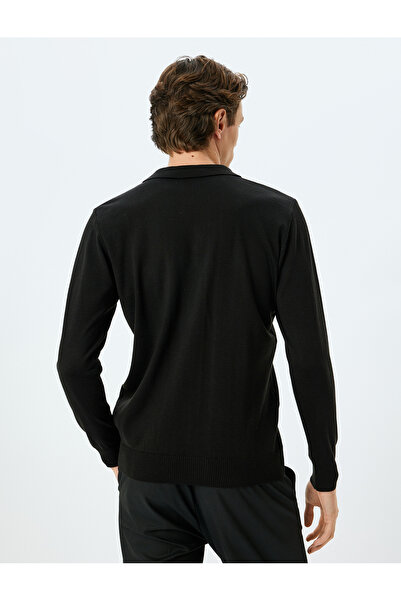 Koton Polo Neck Buttoned Basic Long Sleeve Knit Sweater