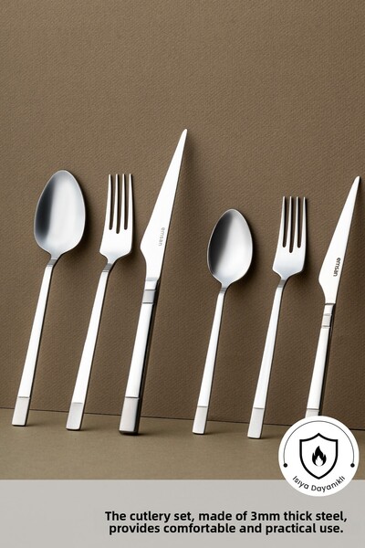 Emsan Duru 84 Piece Luxury Boxed Fork Spoon Knife Set for 12 Persons