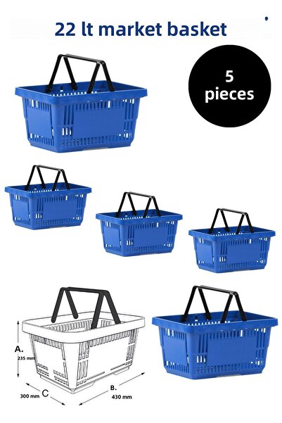 Manken İstanbul Coș de băcănie 22 litri 5 bucăți cu mâner - Coș de cumpărături