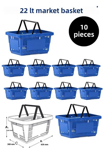 Manken İstanbul Coș de cumpărături de 22 litri, 10 bucăți - pentru cumpărături și cu mâner