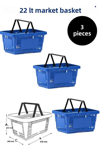 Manken İstanbul Coș de băcănie de 22 litri cu 3 mânere - Coș de cumpărături